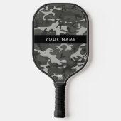 Gray Camouflage Pattern, Your name, Personalize Pickleball Schläger (Rückseite)