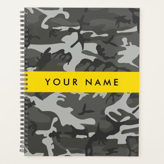 Gray Camouflage Pattern, Your name, Personalize Planer (Vorderseite)
