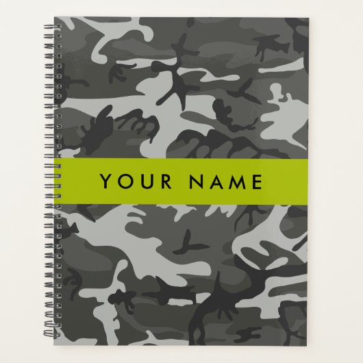 Gray Camouflage Pattern, Your name, Personalize Planer (Vorderseite)