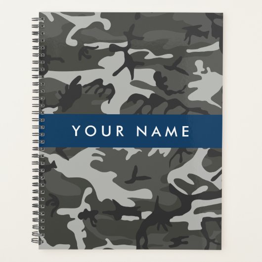 Gray Camouflage Pattern, Your name, Personalize Planer (Vorderseite)