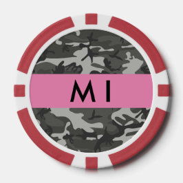 Gray Camouflage Pattern, Your name, Personalize Pokerchips