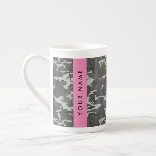 Gray Camouflage Pattern, Your name, Personalize Porzellantasse (Links)