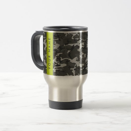 Gray Camouflage Pattern, Your name, Personalize Reisebecher (Vorderseite Links)