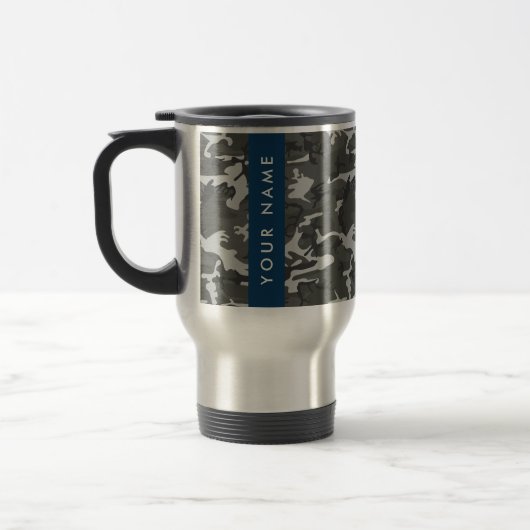 Gray Camouflage Pattern, Your name, Personalize Reisebecher (Links)