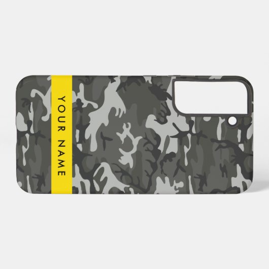 Gray Camouflage Pattern, Your name, Personalize Samsung Galaxy Hülle (Rückseite (Horizontal))