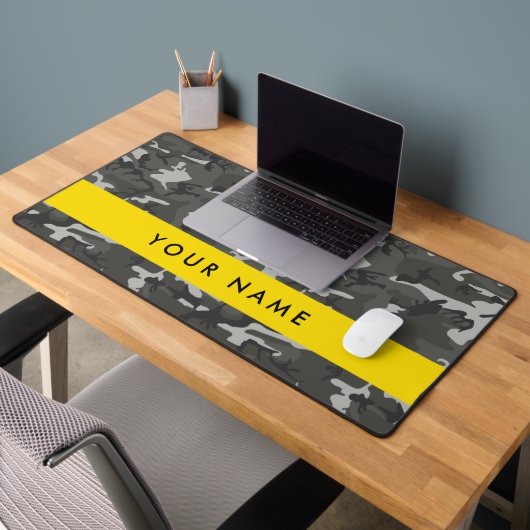 Gray Camouflage Pattern, Your name, Personalize Schreibtischunterlage (Büro 2)