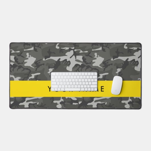 Gray Camouflage Pattern, Your name, Personalize Schreibtischunterlage (Tastatur & Maus)