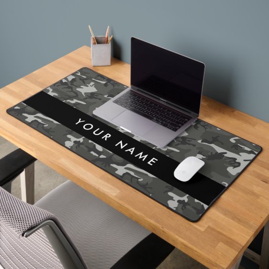 Gray Camouflage Pattern, Your name, Personalize Schreibtischunterlage (Büro 2)