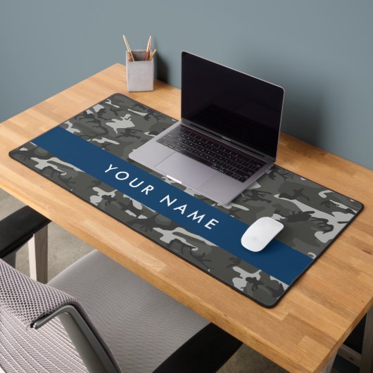 Gray Camouflage Pattern, Your name, Personalize Schreibtischunterlage (Büro 2)