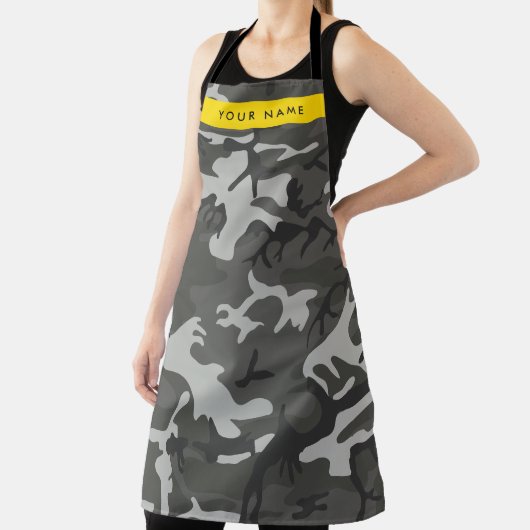 Gray Camouflage Pattern, Your name, Personalize Schürze (InSitu)