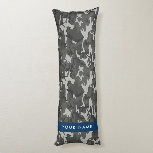 Gray Camouflage Pattern, Your name, Personalize Seitenschläferkissen (Rückseite (Vertikal))