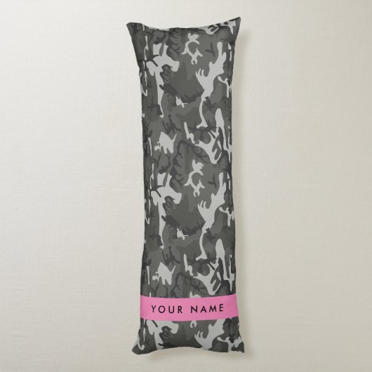 Gray Camouflage Pattern, Your name, Personalize Seitenschläferkissen (Rückseite (Vertikal))