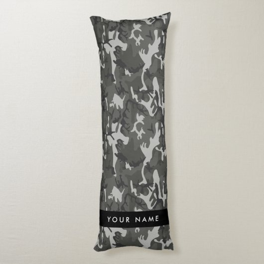 Gray Camouflage Pattern, Your name, Personalize Seitenschläferkissen (Rückseite (Vertikal))