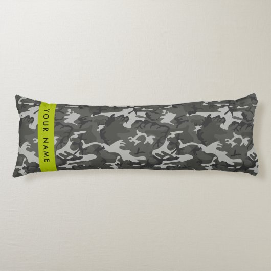 Gray Camouflage Pattern, Your name, Personalize Seitenschläferkissen (Vorderseite)