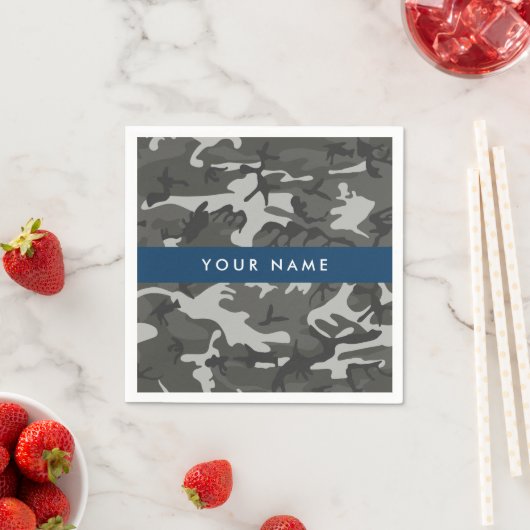 Gray Camouflage Pattern, Your name, Personalize Serviette (Beispiel)