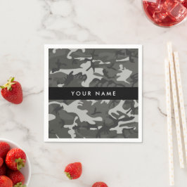 Gray Camouflage Pattern, Your name, Personalize Serviette