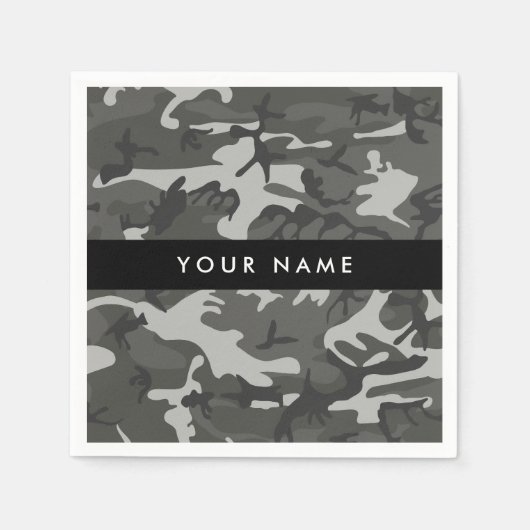 Gray Camouflage Pattern, Your name, Personalize Serviette (Vorderseite)