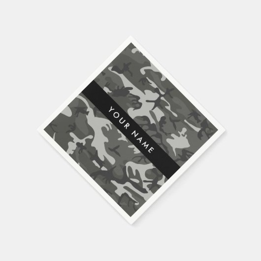 Gray Camouflage Pattern, Your name, Personalize Serviette (Ecke)