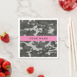 Gray Camouflage Pattern, Your name, Personalize Serviette