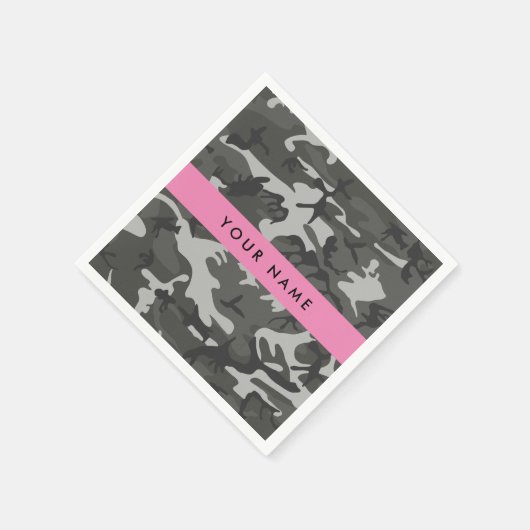 Gray Camouflage Pattern, Your name, Personalize Serviette (Ecke)