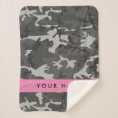 Gray Camouflage Pattern, Your name, Personalize Sherpadecke (Vorderseite)