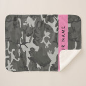 Gray Camouflage Pattern, Your name, Personalize Sherpadecke (Vorderseite (Horizontal))