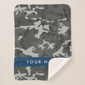 Gray Camouflage Pattern, Your name, Personalize Sherpadecke (Vorderseite)