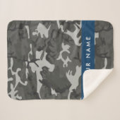 Gray Camouflage Pattern, Your name, Personalize Sherpadecke (Vorderseite (Horizontal))