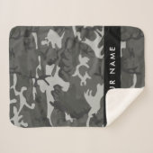 Gray Camouflage Pattern, Your name, Personalize Sherpadecke (Vorderseite (Horizontal))