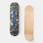 Gray Camouflage Pattern, Your name, Personalize Skateboard (Vorderseite)