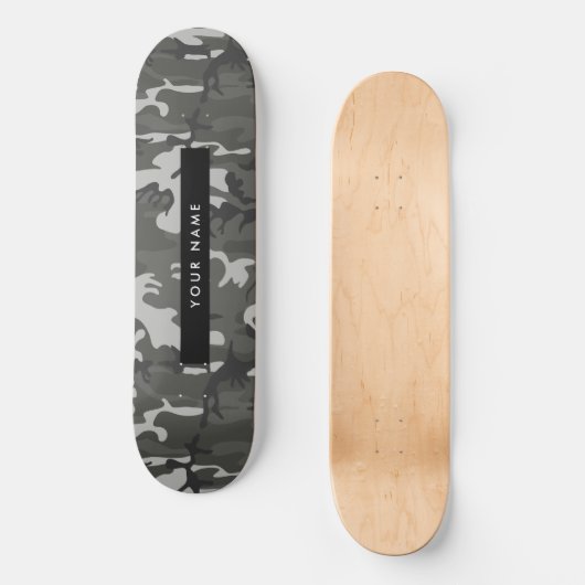 Gray Camouflage Pattern, Your name, Personalize Skateboard (Vorderseite)