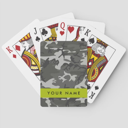 Gray Camouflage Pattern, Your name, Personalize Spielkarten (Rückseite)
