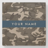 Gray Camouflage Pattern, Your name, Personalize Steinuntersetzer (Vorderseite)