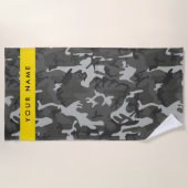 Gray Camouflage Pattern, Your name, Personalize Strandtuch (Vorderseite)