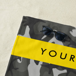 Gray Camouflage Pattern, Your name, Personalize Strandtuch