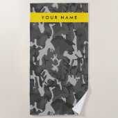 Gray Camouflage Pattern, Your name, Personalize Strandtuch (Vorderseite)