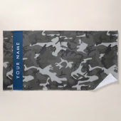 Gray Camouflage Pattern, Your name, Personalize Strandtuch (Vorderseite)