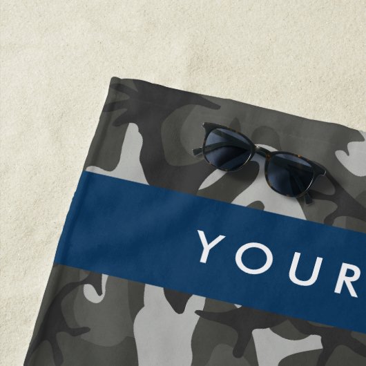 Gray Camouflage Pattern, Your name, Personalize Strandtuch (Beispiel)
