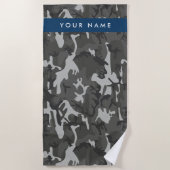 Gray Camouflage Pattern, Your name, Personalize Strandtuch (Vorderseite)