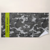 Gray Camouflage Pattern, Your name, Personalize Strandtuch (Vorderseite)