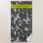 Gray Camouflage Pattern, Your name, Personalize Strandtuch (Vorderseite)