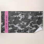 Gray Camouflage Pattern, Your name, Personalize Strandtuch (Vorderseite)