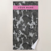 Gray Camouflage Pattern, Your name, Personalize Strandtuch (Vorderseite)