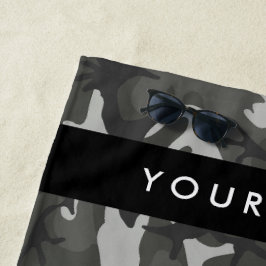 Gray Camouflage Pattern, Your name, Personalize Strandtuch