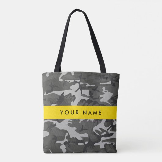 Gray Camouflage Pattern, Your name, Personalize Tasche (Rückseite)