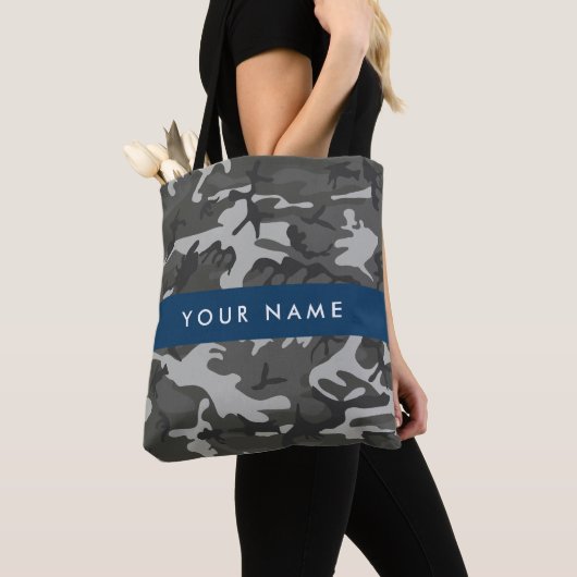 Gray Camouflage Pattern, Your name, Personalize Tasche (Von Nahem)