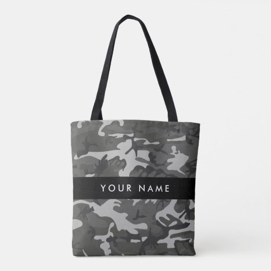 Gray Camouflage Pattern, Your name, Personalize Tasche (Rückseite)