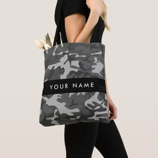Gray Camouflage Pattern, Your name, Personalize Tasche (Von Nahem)
