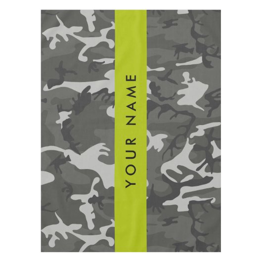 Gray Camouflage Pattern, Your name, Personalize Tischdecke (Vorderseite)