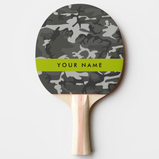 Gray Camouflage Pattern, Your name, Personalize Tischtennis Schläger (Rückseite)